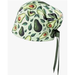 Calomed Scrub Hat Surgical Cap Adjustable Tie Avocados and Leaves One Size